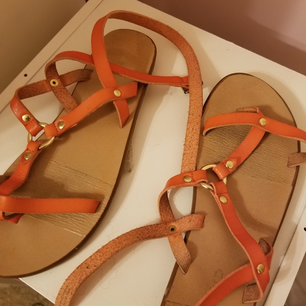 Orange ankle strap sandles